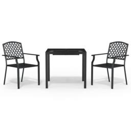 Berkfield Home 3 Piece Garden Dining Set Anthracite Steel in Black - thumbnail 2