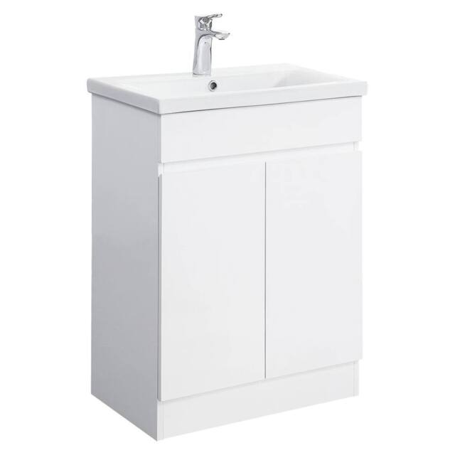 SPETLEK White Gloss Bathroom Vanity Unit 60cm Ceramic Basin Sink - image 1
