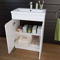 SPETLEK White Gloss Bathroom Vanity Unit 60cm Ceramic Basin Sink - thumbnail 3