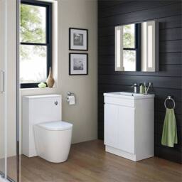 SPETLEK White Gloss Bathroom Vanity Unit 60cm Ceramic Basin Sink - thumbnail 4