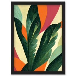Artery8 Abstract Boho Colour Exotic Tropical Leaves Botanical Artwork Framed Wall Art Print A4 in Black - thumbnail 1