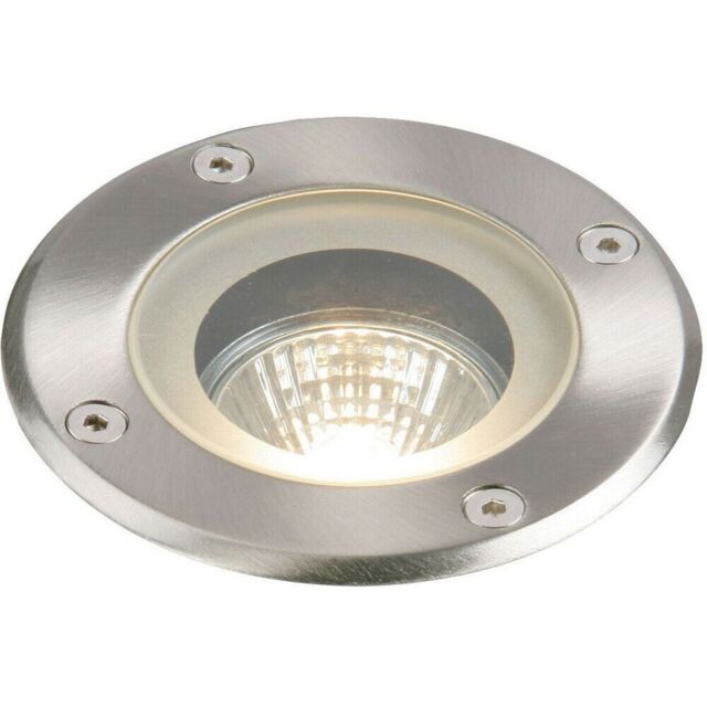 Loops IP65 Outdoor LED Ground Light GU10 Bulb Round Steel Flush Walk Over Floor Lamp in Metallics - image 1