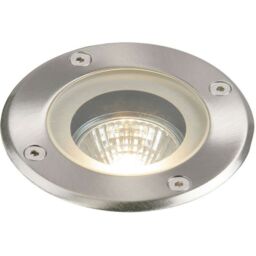 Loops IP65 Outdoor LED Ground Light GU10 Bulb Round Steel Flush Walk Over Floor Lamp in Metallics - thumbnail 1