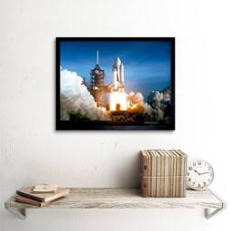 "Artery8 Space 1981 Shuttle Launch Number One Columbia NASA Framed Art Print in Blue - Size: W12"" x H16""" - thumbnail 2
