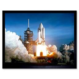 "Artery8 Space 1981 Shuttle Launch Number One Columbia NASA Framed Art Print in Blue - Size: W12"" x H16""" - thumbnail 1