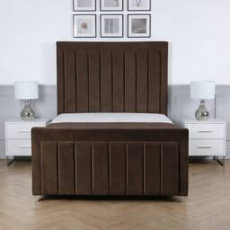 Living Comfort Bedz Elara Plush Velvet Upholstered Bed Slatted Base with 48Inch Headboard in Brown - Size: Single - thumbnail 2
