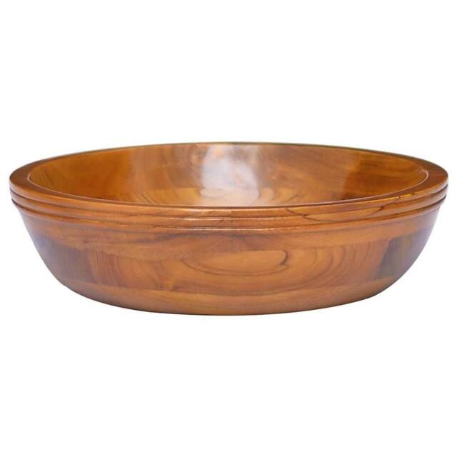Berkfield Home Durable Basin Solid Teak Wood Œ¶40x10 cm in Brown - Size: 40x10 cm - image 1