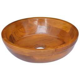 Berkfield Home Durable Basin Solid Teak Wood Œ¶40x10 cm in Brown - Size: 40x10 cm - thumbnail 2