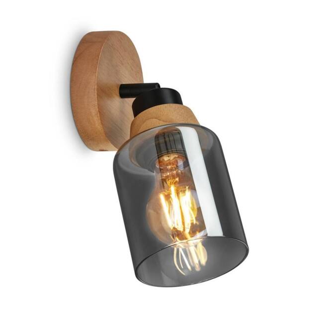 BRILONER Wall Light E27 Wood Glass Adjustable Spotlight Reading Spot Hallway in Black - image 1