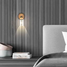 BRILONER Wall Light E27 Wood Glass Adjustable Spotlight Reading Spot Hallway in Black - thumbnail 4