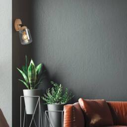 BRILONER Wall Light E27 Wood Glass Adjustable Spotlight Reading Spot Hallway in Black - thumbnail 3