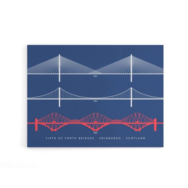 "Artery8 Forth Bridges Edinburgh Scotland Canvas Wall Art Print - Size: W18"" x H24""" - image 1