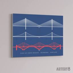 "Artery8 Forth Bridges Edinburgh Scotland Canvas Wall Art Print - Size: W18"" x H24""" - thumbnail 2