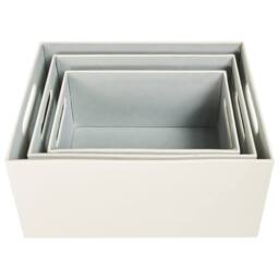 Wyld and Coco Beige Faux Leather Storage Basket Set of 3 with Handles - thumbnail 5