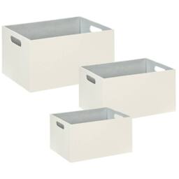 Wyld and Coco Beige Faux Leather Storage Basket Set of 3 with Handles - thumbnail 2