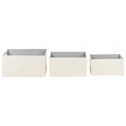 Wyld and Coco Beige Faux Leather Storage Basket Set of 3 with Handles - thumbnail 3