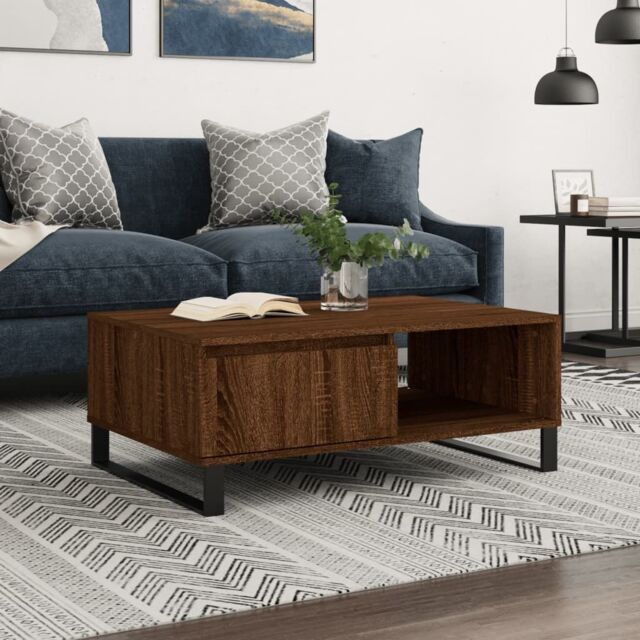Berkfield Home Coffee Table Brown Oak 90x60x35 cm Engineered Wood - Size: 90 x 60 x 35 cm - image 1