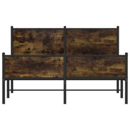 Berkfield Home Metal Bed Frame without Mattress Smoked Oak 140x200 cm in Brown - thumbnail 5
