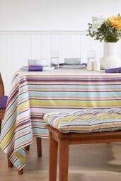 Homescapes Garden Bench Cushion Luxury 2 Seat Cotton Green Striped Indoor Outdoor Pad - thumbnail 2