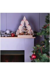 Netagon Battery Powered Wooden Light Up Festive Scene in White - thumbnail 3