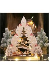 Netagon Battery Powered Wooden Light Up Festive Scene in White - thumbnail 1