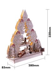 Netagon Battery Powered Wooden Light Up Festive Scene in White - thumbnail 2