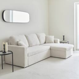 sweeek 3-seater Corner Sofa Bed In Boucle in Cream