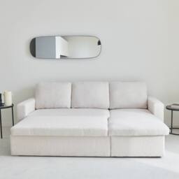 sweeek 3-seater Corner Sofa Bed In Boucle in Cream - thumbnail 6