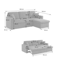 sweeek 3-seater Corner Sofa Bed In Boucle in Cream - thumbnail 5