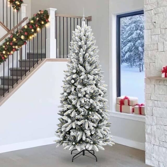 Berkfield Home Artificial Christmas Tree with 300 LEDs White 93 x 93 x 240 cm - image 1