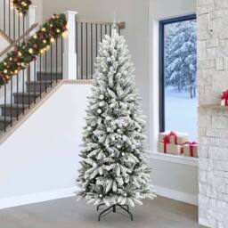 Berkfield Home Artificial Christmas Tree with 300 LEDs White 93 x 93 x 240 cm - thumbnail 1