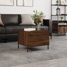 Berkfield Home Coffee Table Brown Oak 50x50x40 cm Engineered Wood - Size: 50 x 50 x 40 cm - thumbnail 1