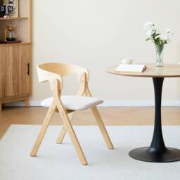 Nordlys Set of 2 Solid Wood & Fabric Dining Chairs in Brown - thumbnail 3