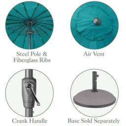 Christow 2m Shanghai Parasol Garden Umbrella Tilting Sunshade UV Resistant in Turquoise - thumbnail 6