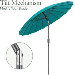 Christow 2m Shanghai Parasol Garden Umbrella Tilting Sunshade UV Resistant in Turquoise - thumbnail 5