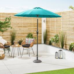 Christow 2m Shanghai Parasol Garden Umbrella Tilting Sunshade UV Resistant in Turquoise - thumbnail 2