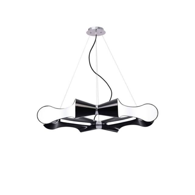 Netlighting Ora Pendant 8 Flat Round Light E27 Gloss Black White Acrylic Chrome - image 1