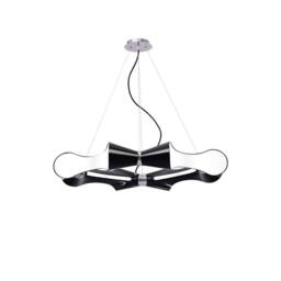 Netlighting Ora Pendant 8 Flat Round Light E27 Gloss Black White Acrylic Chrome - thumbnail 1