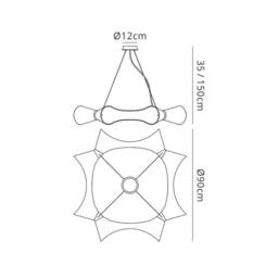 Netlighting Ora Pendant 8 Flat Round Light E27 Gloss Black White Acrylic Chrome - thumbnail 2