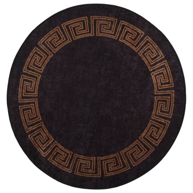 Berkfield Home Rug Washable 120 cm Black & Gold Anti Slip - Size: 100 cm diameter - image 1