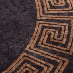 Berkfield Home Rug Washable 120 cm Black & Gold Anti Slip - Size: 100 cm diameter - thumbnail 3