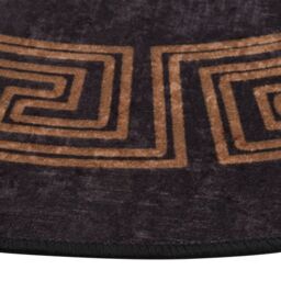 Berkfield Home Rug Washable 120 cm Black & Gold Anti Slip - Size: 100 cm diameter - thumbnail 2
