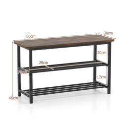 Costway 3-Tier Shoe Rack 80 cm Shoe Storage Bench Freestanding Boot Organizer in Brown - thumbnail 2