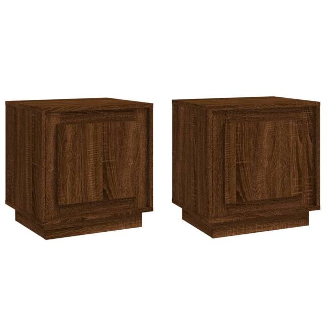 Berkfield Home Bedside Cabinets 2 pcs Brown Oak 44x35x45 cm Engineered Wood - Size: 44 x 35 x 45 cm - image 1