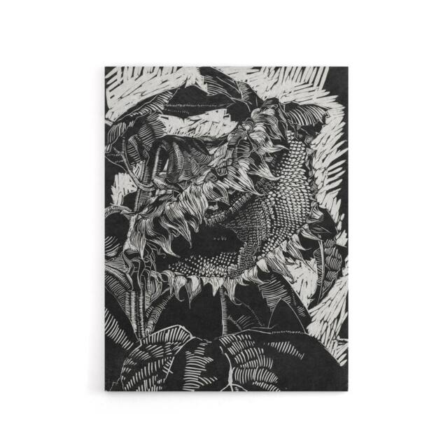 "Artery8 Sunflower Stylised Flower Bloom Reijer Stolk Canvas Wall Art Print in Black - Size: W12"" x H16""" - image 1