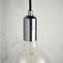 Loops Hanging Ceiling Pendant Light & Rose Kit Chrome Steel Industrial Adjustable Lamp in Metallics - thumbnail 4