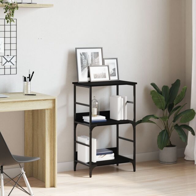 Berkfield Home Bookshelf Black Oak 50x33x82 cm Engineered Wood & Steel - Size: 50 x 33 x 82 cm - image 1