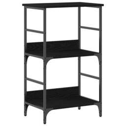 Berkfield Home Bookshelf Black Oak 50x33x82 cm Engineered Wood & Steel - Size: 50 x 33 x 82 cm - thumbnail 2