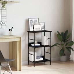 Berkfield Home Bookshelf Black Oak 50x33x82 cm Engineered Wood & Steel - Size: 50 x 33 x 82 cm - thumbnail 1