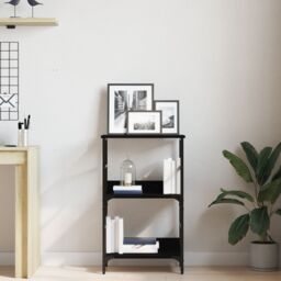 Berkfield Home Bookshelf Black Oak 50x33x82 cm Engineered Wood & Steel - Size: 50 x 33 x 82 cm - thumbnail 4